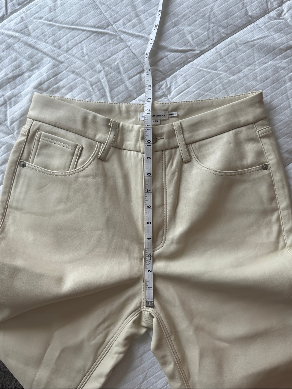 Good American cream faux leather straight leg pants size 8 - Picture 6 of 8